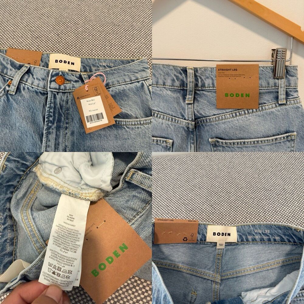 NWT Boden Straight Leg High Rise Light Wash 100% Cotton Jeans -Women's W26 L32" - Picture 5 of 5
